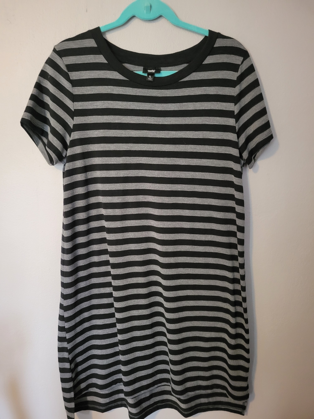 Mossimo Supply Co. Black and Gray Striped T-Shirt Dress